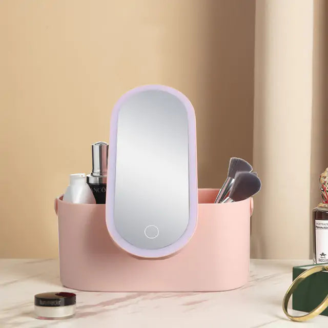 Portable LED Light Vanity Mirror with Makeup Case
