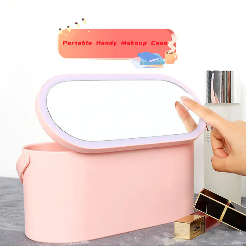 Portable LED Light Vanity Mirror with Makeup Case
