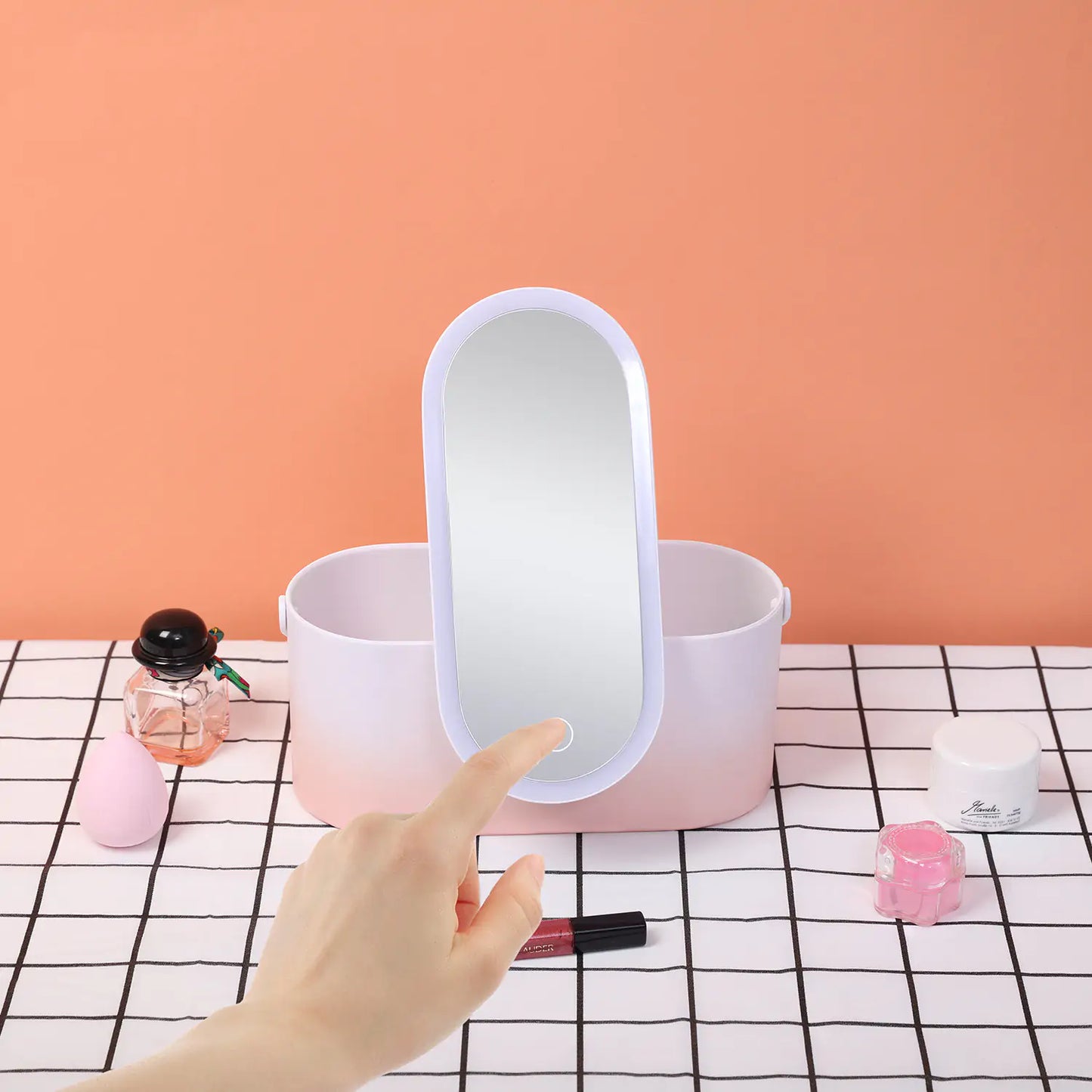Portable LED Light Vanity Mirror with Makeup Case