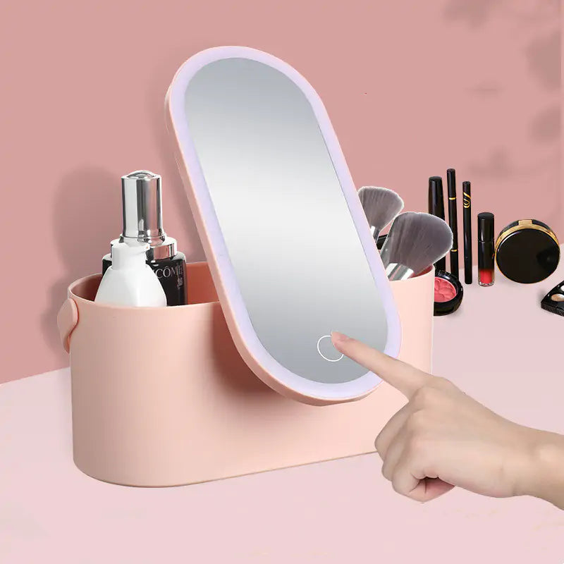 Portable LED Light Vanity Mirror with Makeup Case